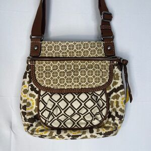Fossil Original Brand Crossbody Bag‎ Purse Neutral Mixed Print Mid Size